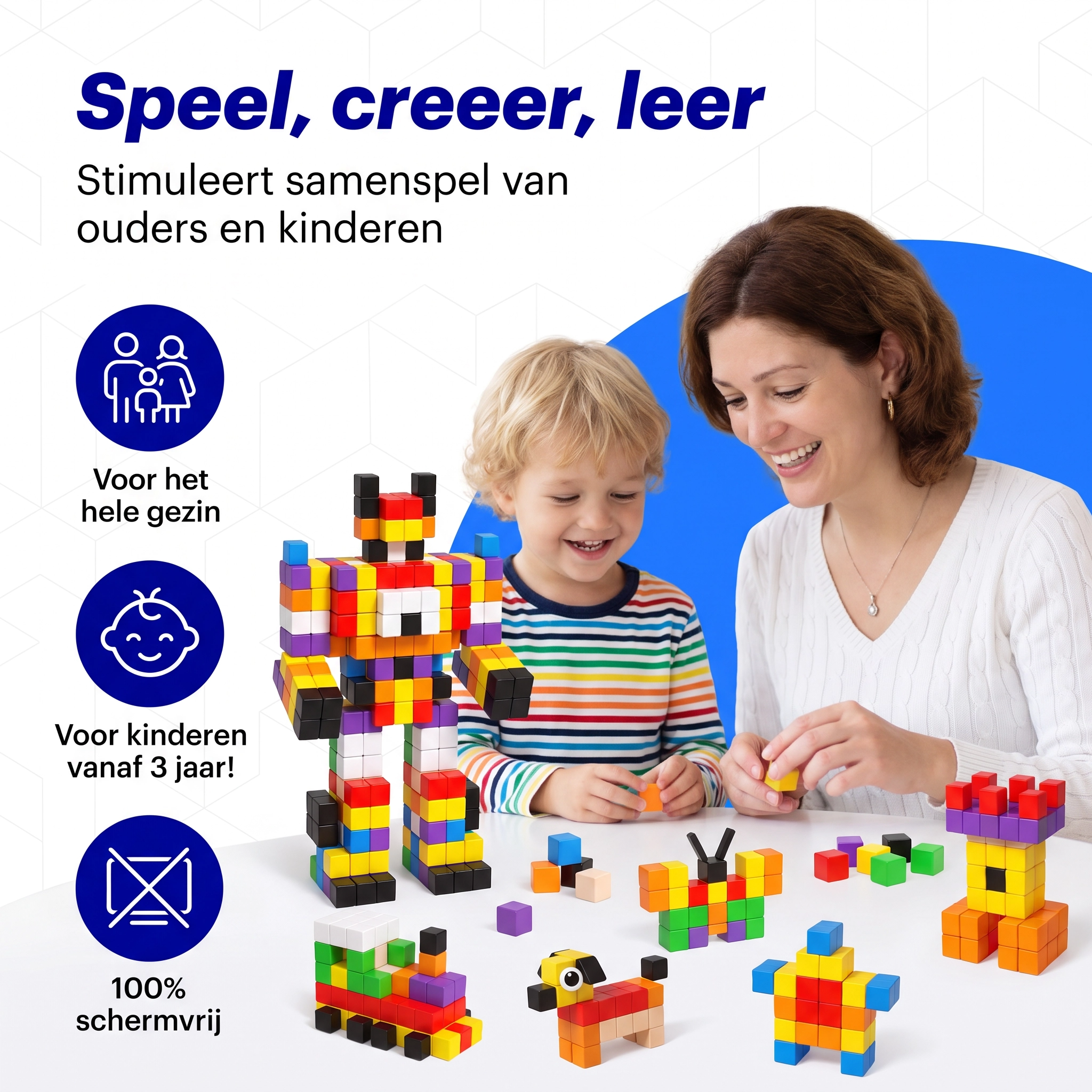 Klegu Gekleurde bouwblokken 96 96-delig - creatief bouwen met gekleurde magnetische blokjes