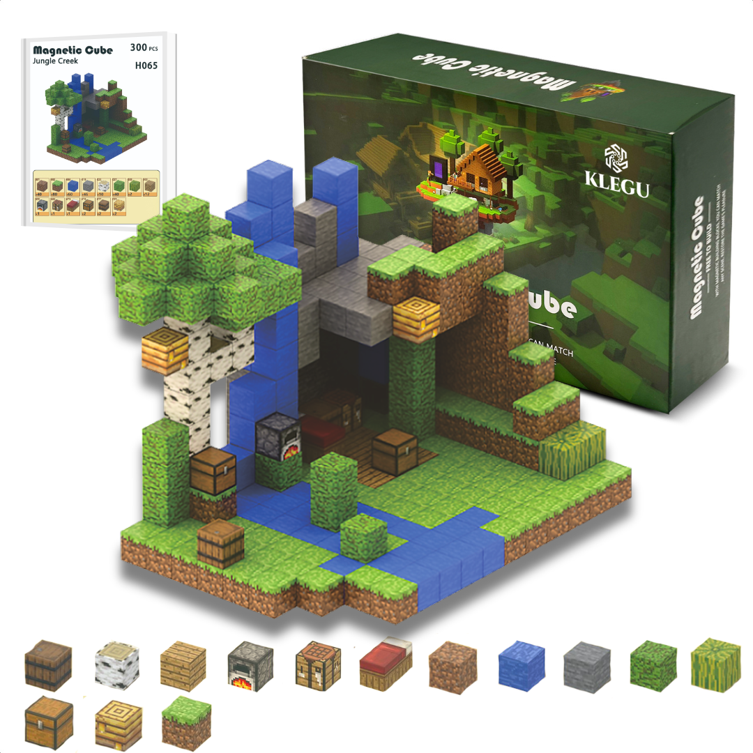 Jungle creek - 300 magnetische bouwblokken | Klegu