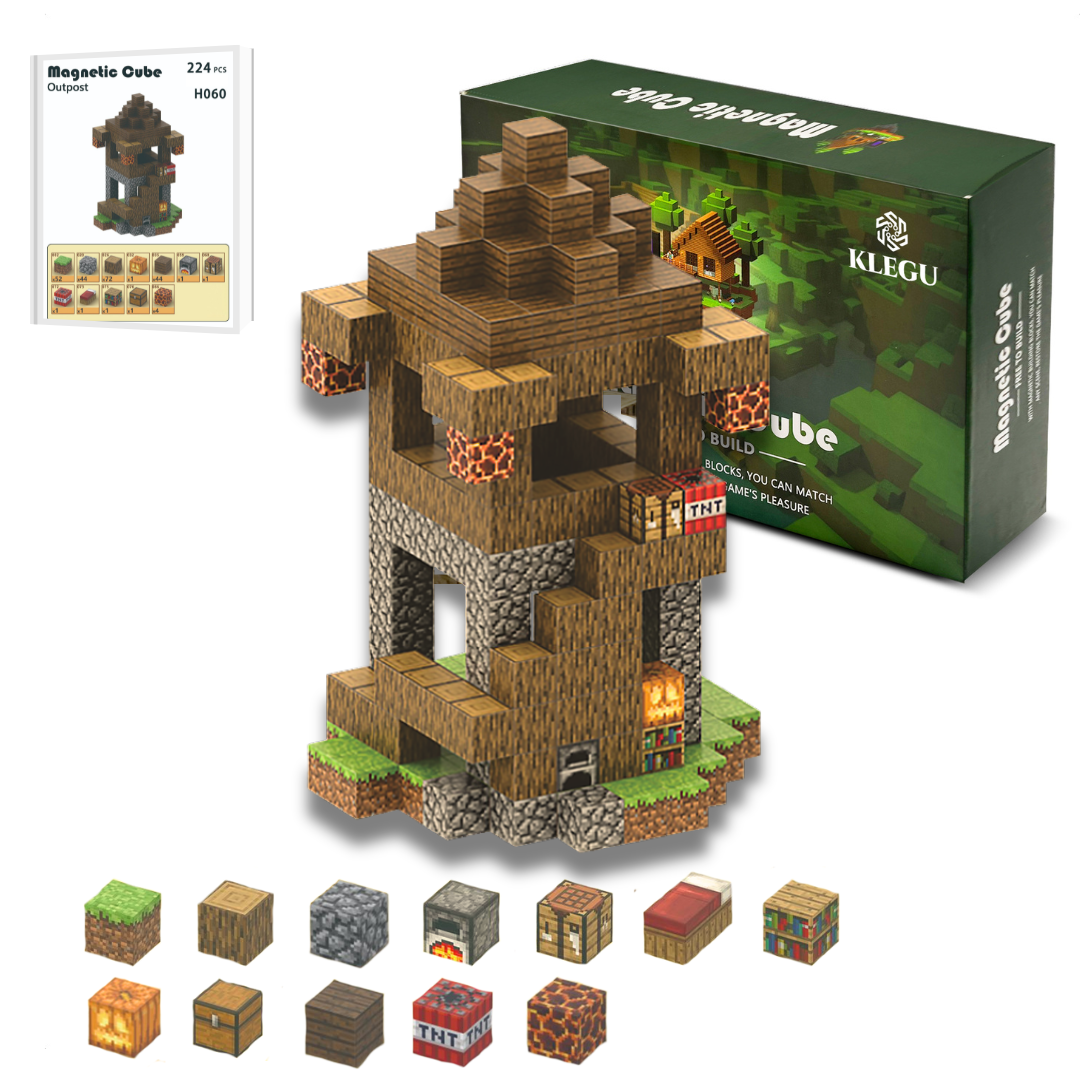 Uitkijktoren - 224 magnetische bouwblokken | Klegu