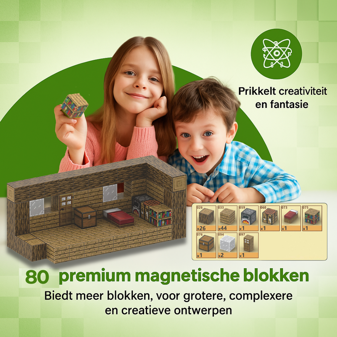 Luxe blokhut - 80 magnetische bouwblokken
