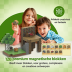 Junglehuis - 128 magnetische bouwblokken