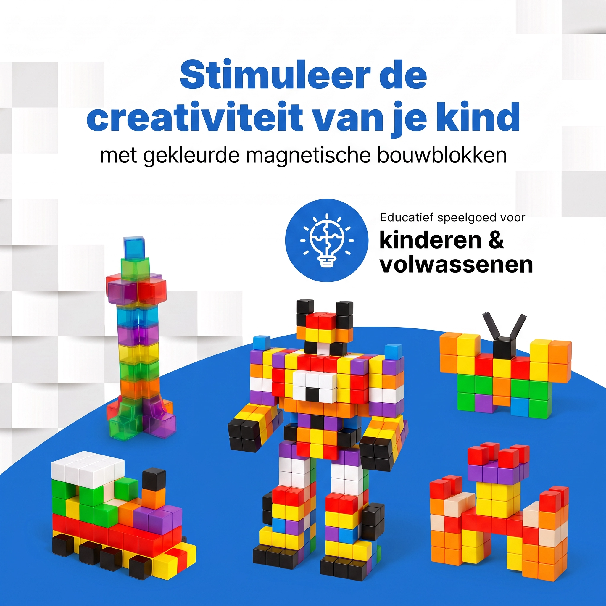 Klegu Gekleurde bouwblokken 400 400-delig - creatief bouwen met gekleurde magnetische blokjes