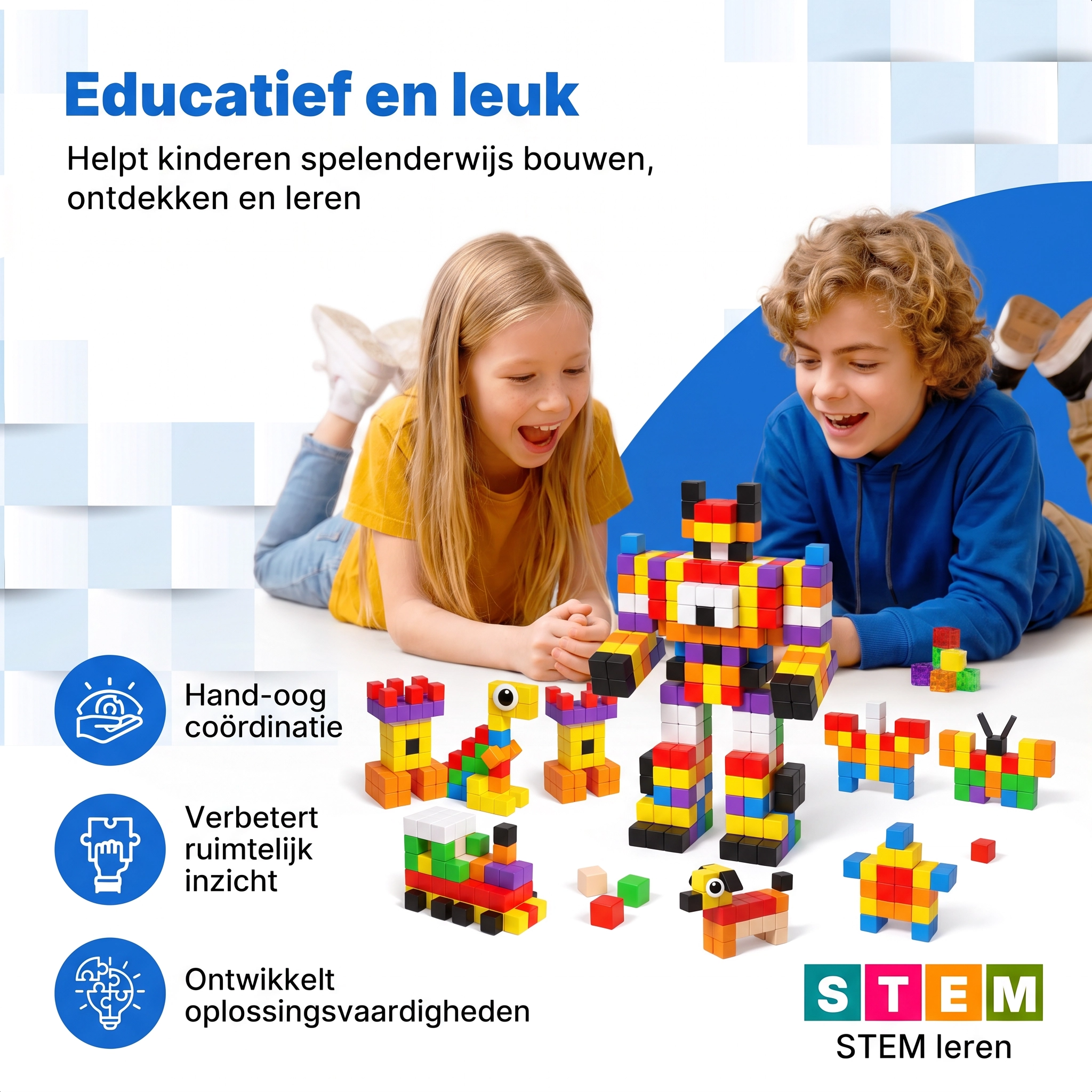 Gekleurde magnetische bouwblokken Gekleurde bouwblokken 400 - Klegu speelgoed voor kinderen