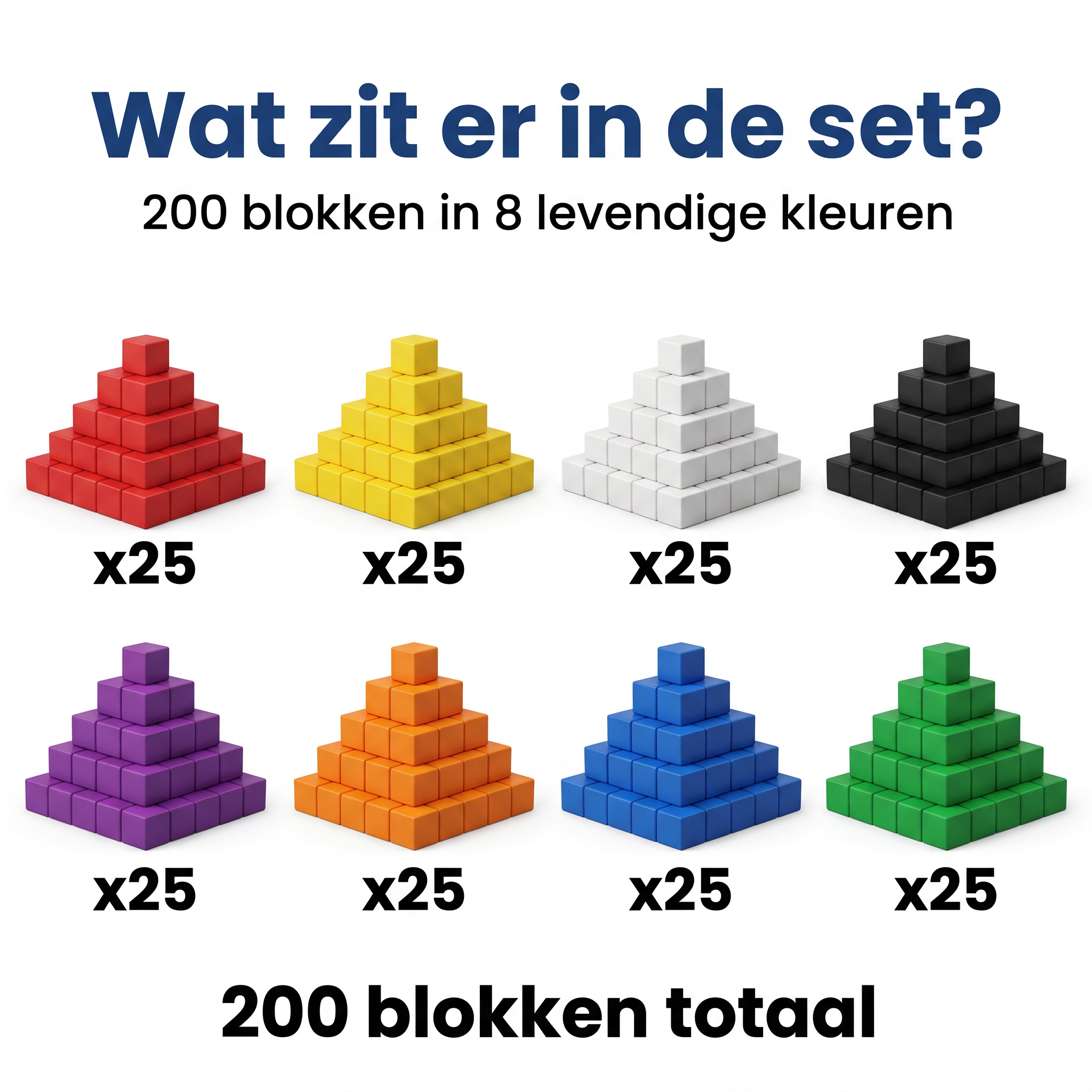Klegu Gekleurde bouwblokken 200 gekleurde magnetische bouwblokken set - 200 stukjes productfoto