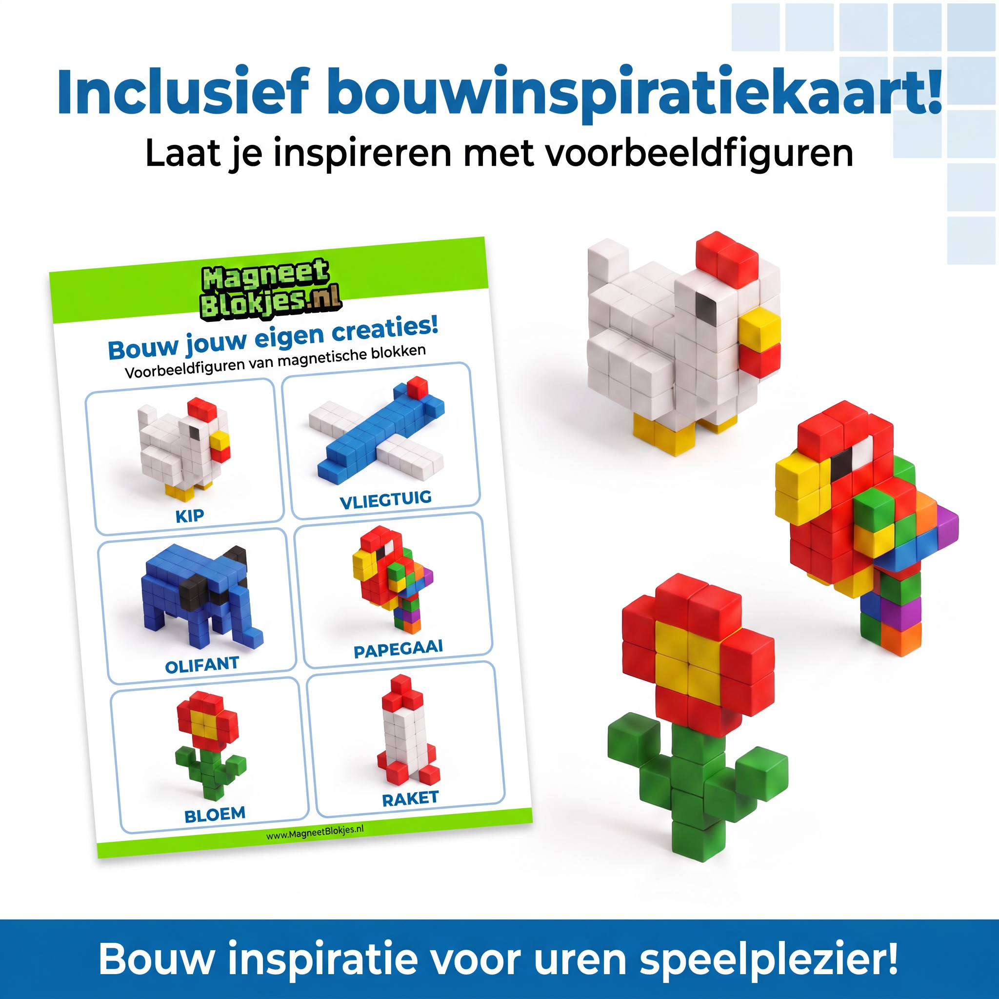Gekleurde magnetische bouwblokken Gekleurde bouwblokken 200 - Klegu speelgoed voor kinderen