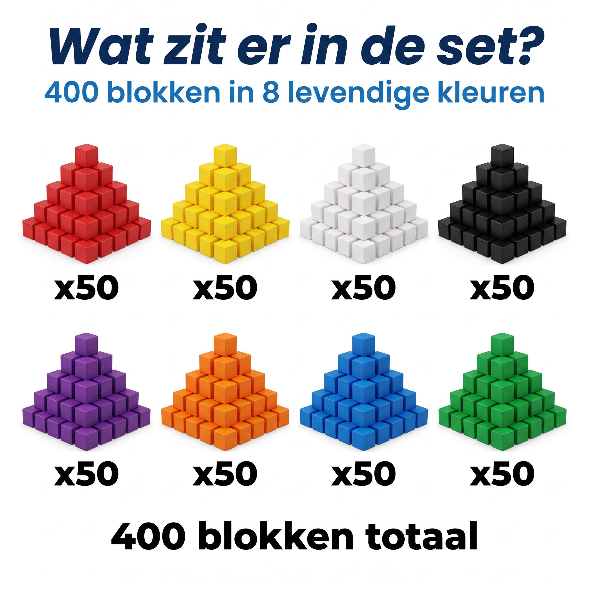 Gekleurde bouwblokken 400 bouwset - gekleurde magnetische blokjes voor kinderen van Klegu