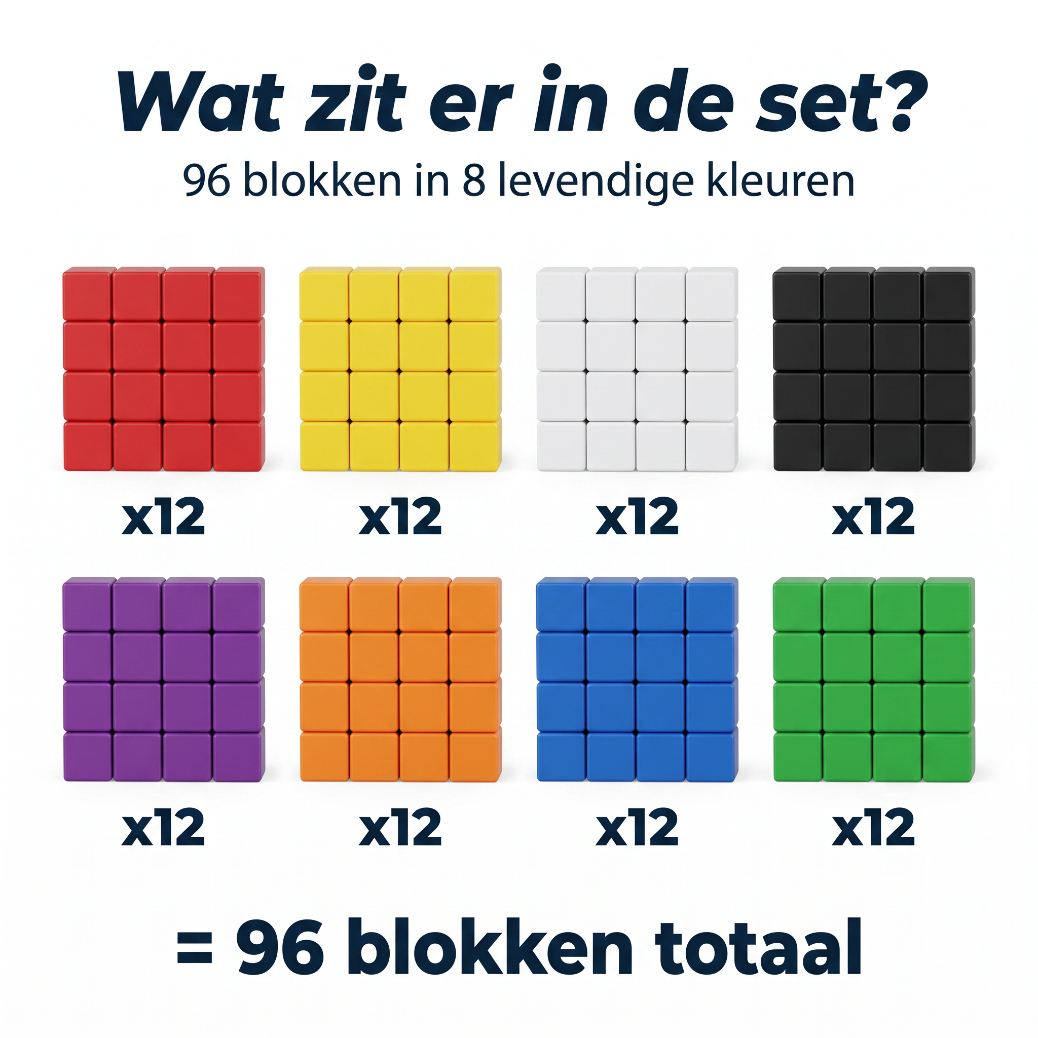 Gekleurde bouwblokken 96 bouwset - gekleurde magnetische blokjes voor kinderen van Klegu